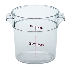 Food Container, 1qt Round - Clear, RFSCW1-135 by Cambro.