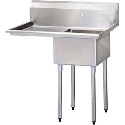 Sink, Kitchen, 1 Compartment 18" x 18", 1 Drainboard 18" Left, CC1-18L by California Cooking.
