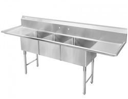 CCK Sink, 3 Compartment 18"x24" Tubs & D/B - SHH18243D