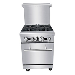 Commercial 24" Gas Range, 4 Burners with 20" Oven - PCR-4B-NG by Padela