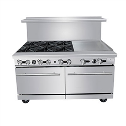 Commercial 60" Gas Range, 6 Burners w/24" Griddle- PCR-6B24G-NG by Padela