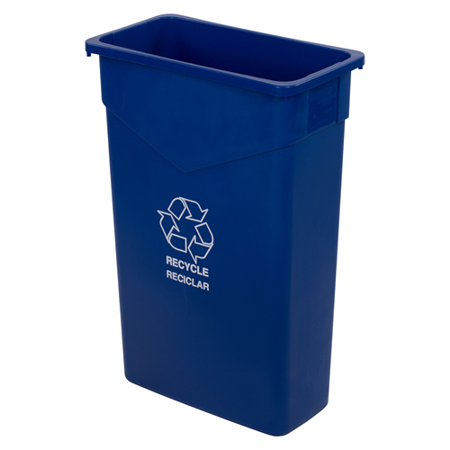 Trimline Waste Container 23 Gallon Blue,Recyclying Symbol Imprinted