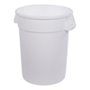 Bronco Waste Container, 32Gal, 27-3/4" H X 22-3/8" Dia, White, Round