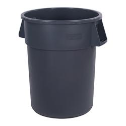 Bronco Waste Container, 55Gal, Gray,33"H X 26-1/2"Dia, Round