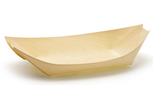 Serving Boat, Wooden 8 1/4" x 4 1/4" x 1 3/4" 200 Per Case - DBO114NAW28 by Front Of The House.