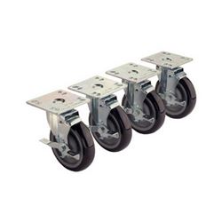 Universal Plate Casters, 4" X 4", 5" Wheels With Brakes, 28-107S by Krowne.