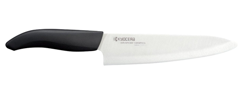 Knife, 7" Chef's Ceramic - White Blade, Black Handle, FK-180-WH by Kyocera Tycom.