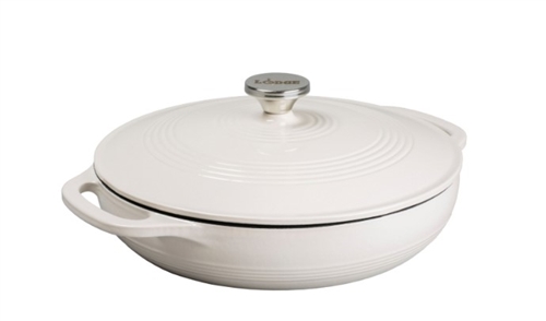 Lodge Casserole, 3.6 Qrt Round, Cover with S/S Knob Oyster White Exterior - EC3CC13