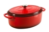 Lodge Dutch Oven, 7 Qrt Deep Oval, Cover with S/S Knob, Red Exterior - EC7OD43