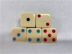 Dice, Colored, 3/4" Rounded - Set of 5, DIE-430 by Luckicup.