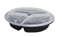 Maple Trade 3-Comp Round Black Container - RO-348