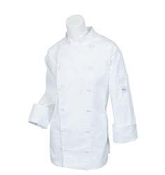 Mercer Tool Women's Chef Jacket, Cloth Buttons White, Medium, Poly Cotton - M62060WHM