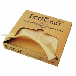 Sandwich/Deli Wrap and Liner, Natural Grease-Resistant 12" x 12", Case of 1,000, 16400897 by Papercraft.
