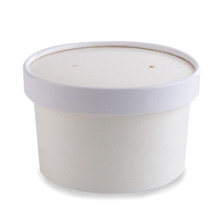 Food Container, 12 oz Disposable Round Paper With Lids, 250/Case - White, 71843 by Papercraft.