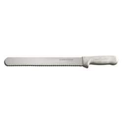 Knife, Carving 12" With Scalloped Edge - White Polypropylene Handle, S140-12SC-PCP by Dexter-Russell.