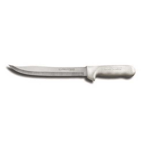 Knife, Utility 9" With Scalloped Edge - White Polypropylene Handle, S142-9SC-PCP by Dexter-Russell.