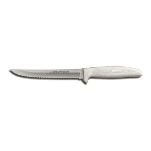 Knife, Utility 6" With Scalloped Edge - White Polypropylene Handle S156SC-PCP by Dexter-Russell.