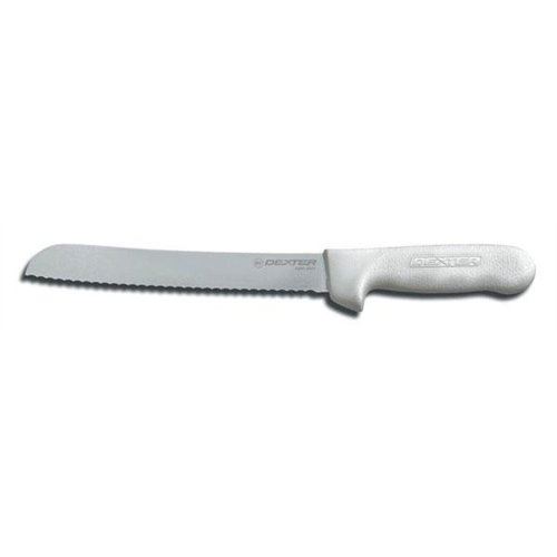 Knife, Bread 8" Stainless Steel With Scalloped Edge - White Polypropylene Handle, S162-8SC-PCP by Dexter