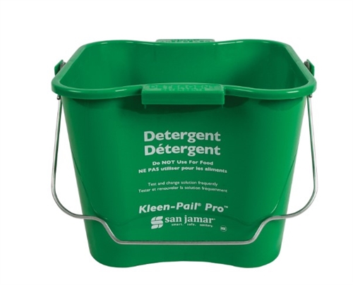 San Jamar Kleen Pail 8qt-Green, Trilingual - KPP256GN