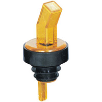 Pourer, "Ban-M " Screened Pourer - Amber With Black Collar , 313-06 by Spill-Stop.