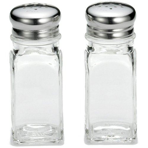 Salt/Pepper Shaker, Square Glass, S/S Top, 2 oz, 154S-P by TableCraft.