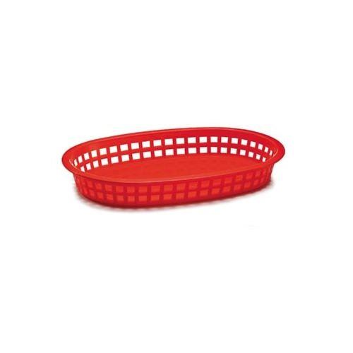 Basket, Fast Food Oval Plastic 10 1/2" x 7" x 1 1/2" - Red , C1076R by TableCraft.