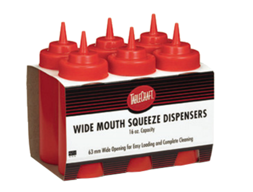 TableCraft Squeeze Bottle Wide Mouth Red 16oz - C11663K