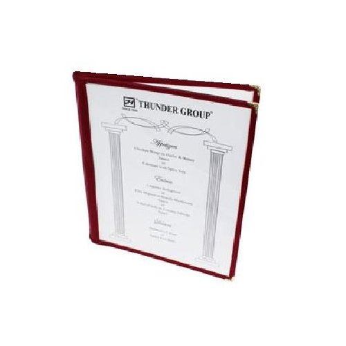 Menu Cover, Clear 2 Panel Booklet Style 8 1/2" x 11" - Maroon Trim, PLMENU-2MA by Thunder Group.