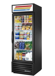 TRUE Refrigerated Glass Door Merch 1 Sec. Black Ext / Black Sign - GDM-23-HC-TSL01-BK