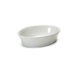 Baking Dish, 7oz Oval, Smooth Porcelain, White, BWK-060 by Tuxton.
