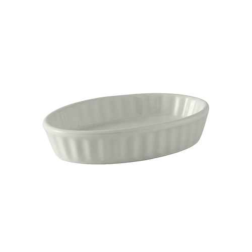 Baking Dish, Creme Brulee 6oz Oval, Fluted - Porcelain White, BWK-0602 by Tuxton.