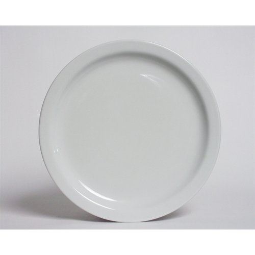 Plate, 7 1/2" Narrow Rim Edge, Plain Porcelain White "Colorado Pattern", CLA-074 by Tuxton.