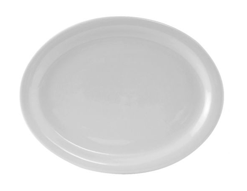 Platter, 9 3/4", Narrow Rim Edge, Plain Porcelain White "Colorado Pattern", CLH-096 by Tuxton.