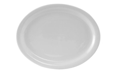Platter, 13 1/8", Narrow Rim Edge, Plain Porcelain White "Colorado Pattern", CLH-132 by Tuxton.