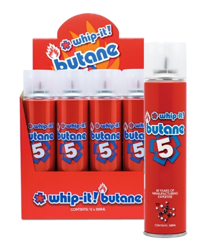 United Brands Butane Torch Fuel, 300ml, Included Metal Fill Tip and 5 Assorted Tip Adapters - BU-WHIP-5UK