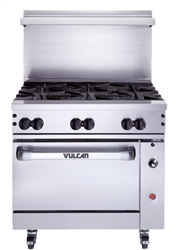 Vulcan 36" 6 Burner Range Endurance - NAT GAS - 36S-6BN