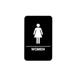 Sign, "Women" Braille 6" x 9" White On Black, 5634 by Vollrath.