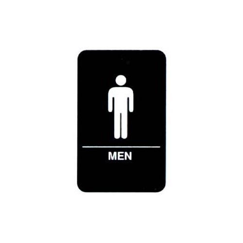 Sign, "Men" Braille 6" x 9" White On Black, 5635 by Vollrath.