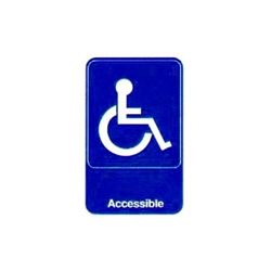 Sign, "Accessible" Braille 6" x 9" White On Blue, 5644 by Vollrath.