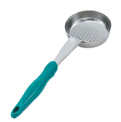 Vollrath Spoodle 6 oz 1-Piece Heavy/Duty, Perforated Round Bowl, Teal Handle  - 6432655