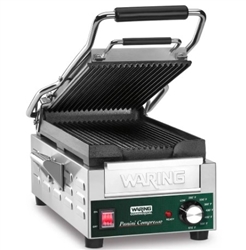 Panini Grill, Slimline, Ribbed - 120V - WPG200 by Waring.