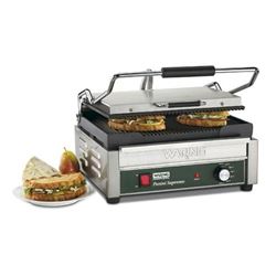 Panini Grill, Large Single, Ribbed - 120V. WPG250 by Waring.