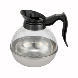 64 oz Polycarbonate Coffee Decanter with Stainless Steel Bottom and Black Handle - CD-64K