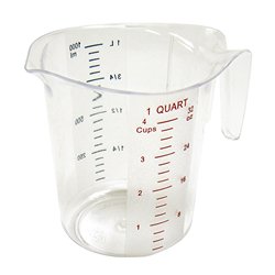 1 qt Raised Markings Clear Polycarbonate Measuring Cup - PMCP-100
