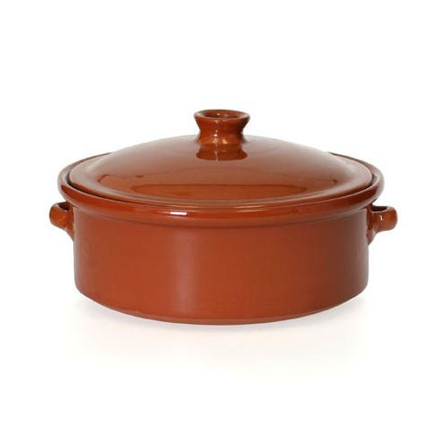 Baking Dish, "Cocotte" Clay Pot With Cover 10 1/4" Round - Earthenware, CP051 by Yaya Imports.