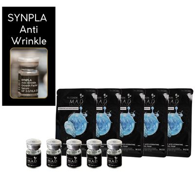 SYNPLA Anti Wrinkle Growth Factor Serum  GF 3.0/HLA 3.0 with a 5 pack of Hyaluronic Sheet Masks