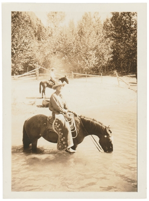 Wading Horse and Cowboy