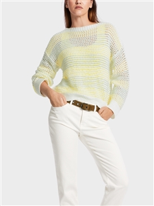 Marc Cain green white casual sweater in a loose knit
