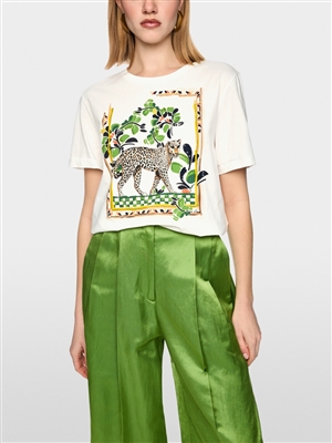 Marc Cain  relaxed fit off white T-Shirt leopard print