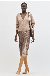 Luisa Cerano gold straight-cut pencil skirt